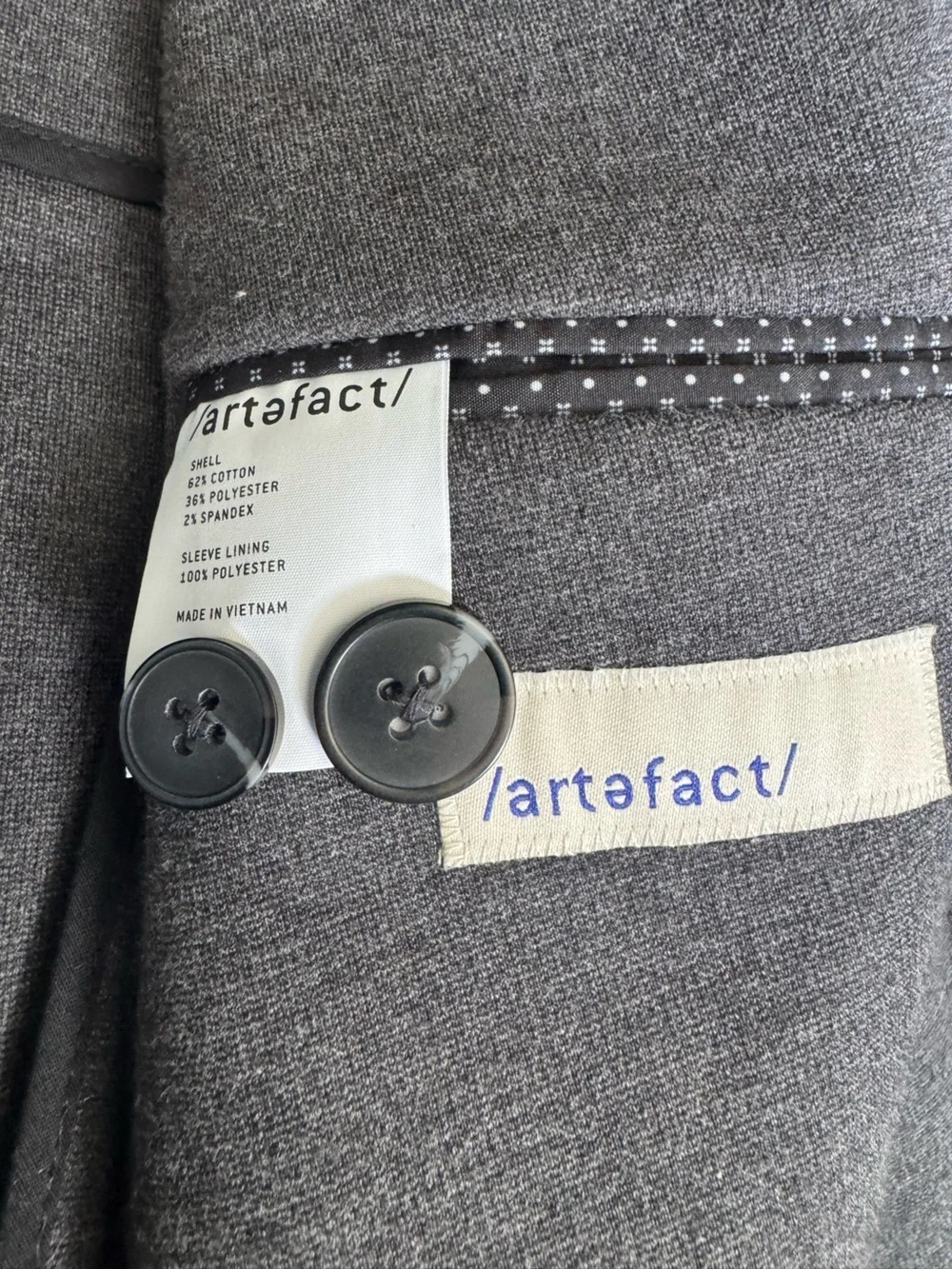 Artefact Gray Knit Blazer Jacket Large Quiet Luxury Business Casual Stretch